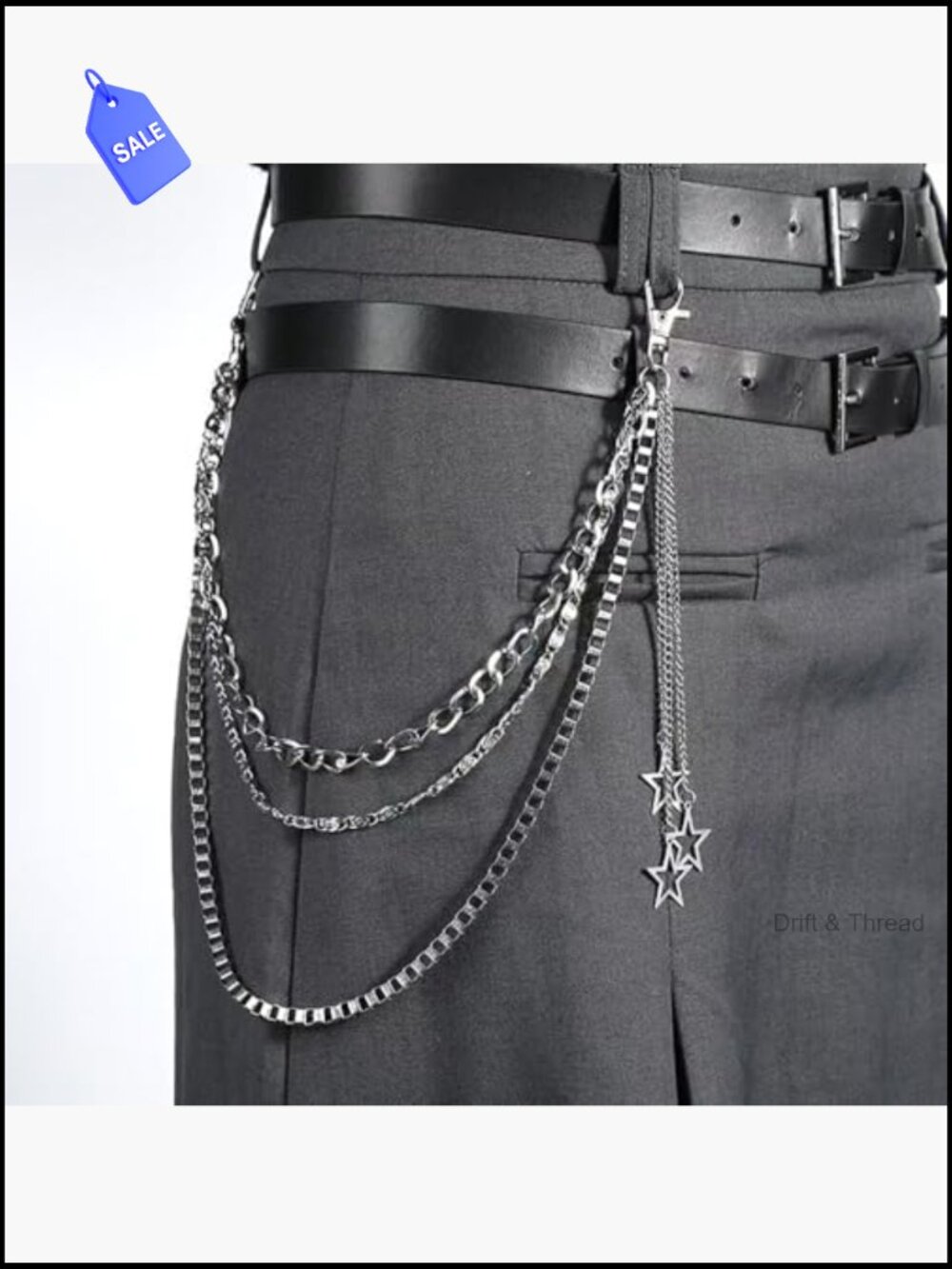 Goth Punk Pants Chain, Chunky Layered Hip Hop Wallet Chain for Men Women - Picture 2 of 7